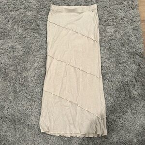 Tan long stretchy material skirt